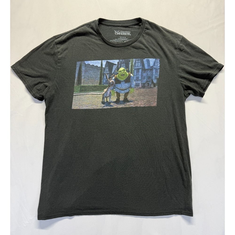 DreamWorks T Shirt Mens Large Black Graphic Print Shrek and Donkey‎ Streetwear